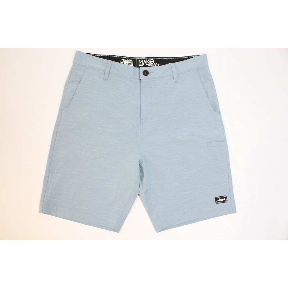 Pelagic Mako XT Hybrid Shorts Mens 34 Light Blue Heather Fishing Board Shorts
